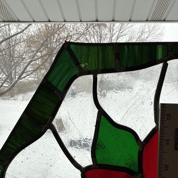 Beautiful Handmade Stained Glass Sun Catcher Christmas Poinsettia Holiday Decor - Picture 4 of 13